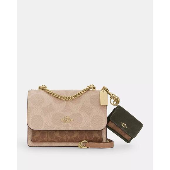 NWT Coach Klare Bag Charm With Signature Canvas Army Green/Tan CCE81 - Picture 6 of 6